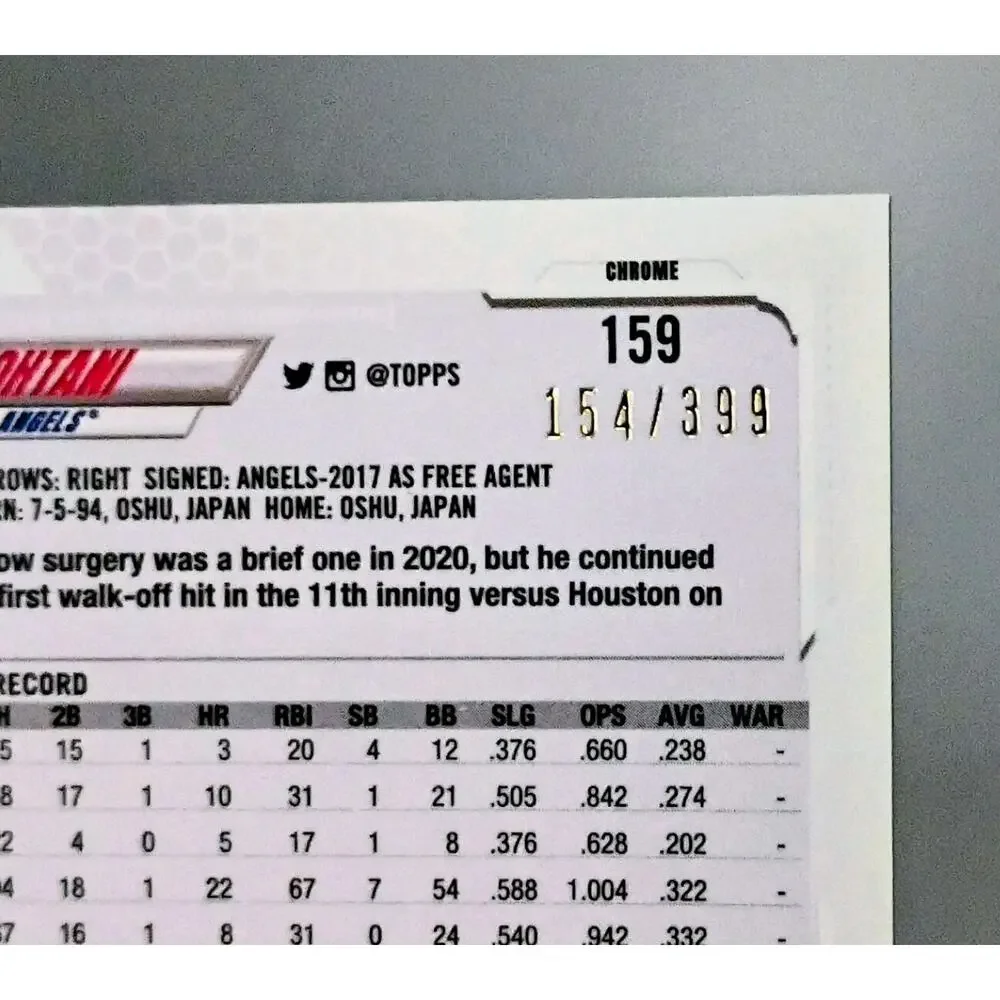 Shohei Ohtani #159 Topps Chrome Magenta REFRACTOR SP 154/399 - Picture 7 of 12